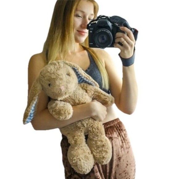 Weigedu Christmas Rabbit Bunny Stuffed Animal Plush Toys Kids Tan Blue 17" New - Picture 11 of 15